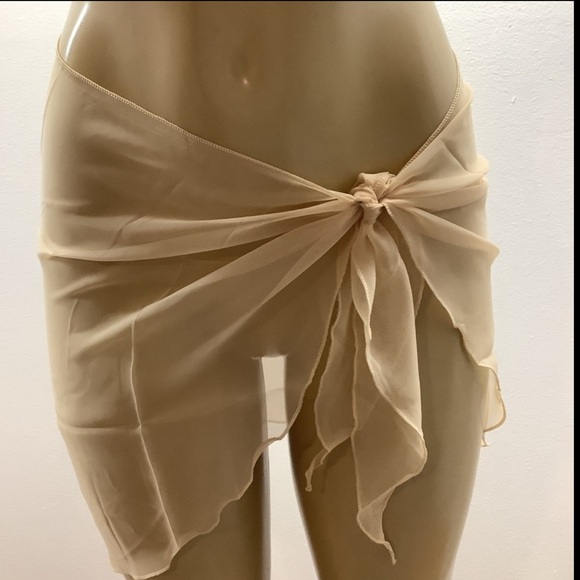 Zuliana Peach Sarong With Lettuce Trim. Made in USA. New With Tags - Picture 4 of 4